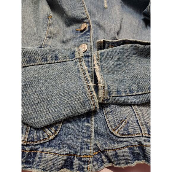 Womens Plugg Denim Y2K Distressed denim jacket sz S - Picture 6 of 7